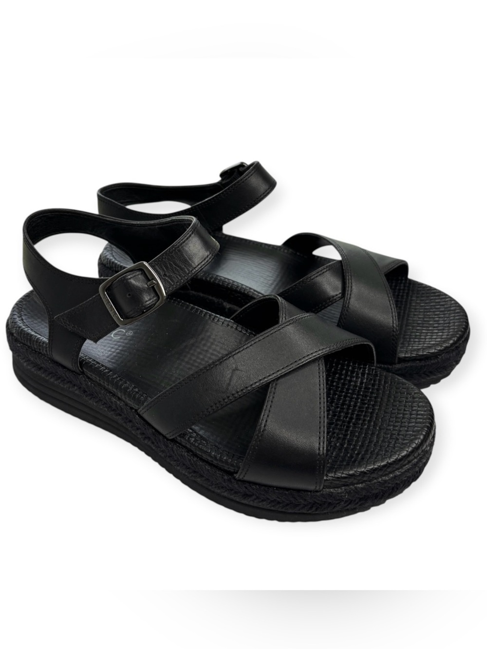 Vionic Mar Comfort Sandal Women's Size 5 Black Leather Platform Adjustable NEW!